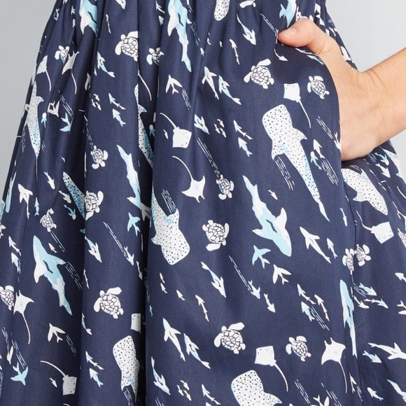 Modcloth "Stay Sassy" Skater Skirt SHARKS - Picture 2 of 2